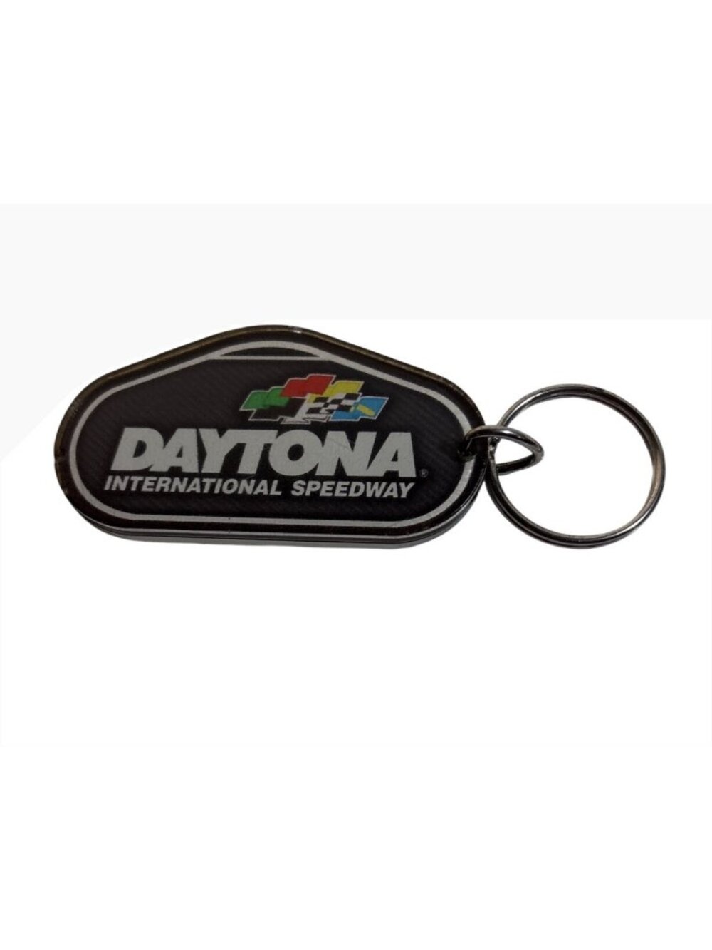 Daytona International Speedway Metal Keychain With Racing Logo Flags 3" Nascar